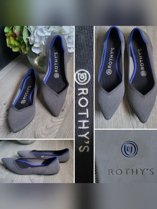 Rothy's Shoes - Rothy's The Point Cloud Gray Birdseye Flats, Women's US 7 EU 37.5
